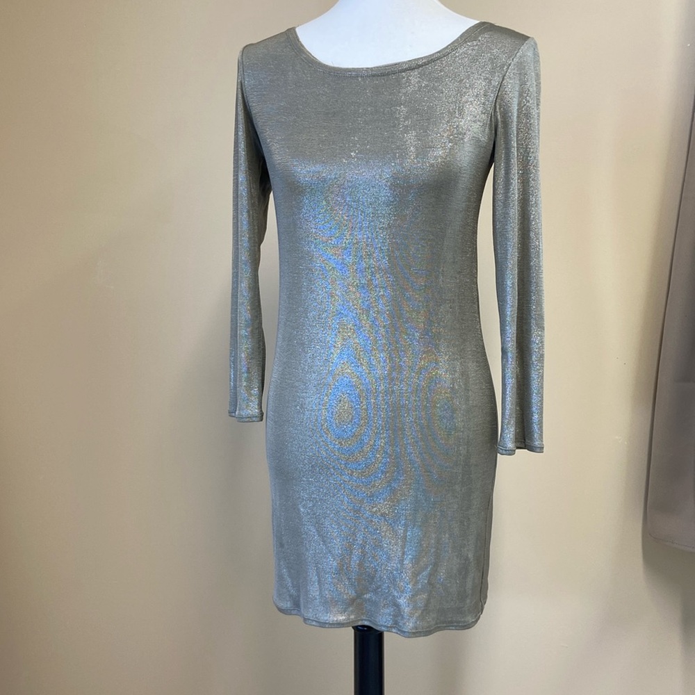 Medium Metallic Long Sleeve Alice + Olivia cocktail dress